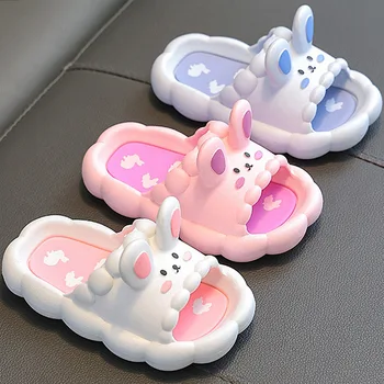 קיץ חדשה ילדים נעלי בית לנשימה החלקה לשירותים בבית רך נעל ילדים עבור בנות חמוד קריקטורה 3D-נעלי ארנב