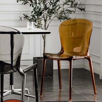 נורדי יצירתי האוכל כיסא שקוף אקריליק כסאות אוכל ההגירה פנאי איפור כיסא פלסטיק משענת הכיסא Muebles