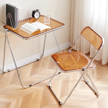 שקוף מתקפל שולחן אקריליק השינה מרפסת שולחן כיסא שילוב מודרני פשוט הביתה שולחן נייד