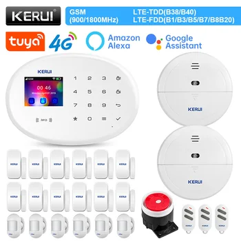 KERUI W204 מערכת אזעקה 4G WIFI GSM Tuya חכם אזעקה ביתית אלחוטית תמיכה אלקסה חיישן תנועה חיישן הדלת סירנה