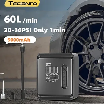 Tecianro 60L/Min חזק צמיג Inflator עם 9000mAh נייד סוללה מדחס אוויר משאבת אוויר על משאית 160PSI עם אור LED