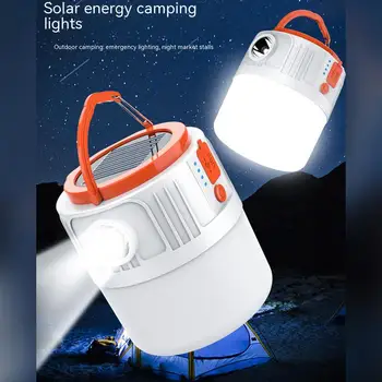 נייד Led סולארית, פנס קמפינג מתח גבוה נטענת Usb חיצוני עמיד למים אוהל מנורה, תאורת חירום עם מצבר