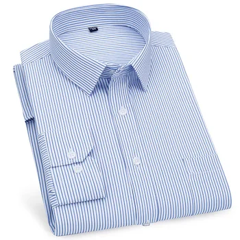 החולצה עסקי מזדמן קלאסי עם פסים משובצות בדקתי סגול כחול זכר חברתית השמלה חולצות על בן אדם כפתור החולצה.