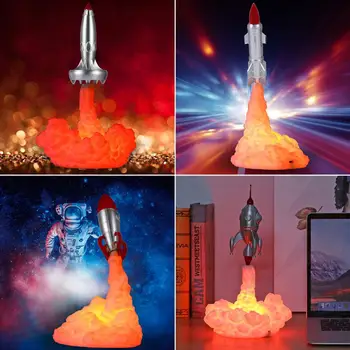 הדפסת 3D הטיל אור הירח מעבורת החלל המנורה טילים בלילה אור לחלל המאהב נטענת USB הירח מנורת לילה Dropship