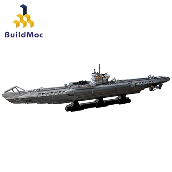 BuildMoc U-Boat סוג VIIC צוללת בניין להגדיר מלחמת העולם השנייה ספינת מלחמה סירה לבנה המשחק צעצוע של ילדים, יום הולדת מתנה לחג המולד
