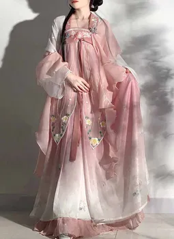 Hanfu השמלה נשים סינית עתיקה מסורתית רקמה Hanfu נקבה פיית תחפושות קוספליי הקיץ ורוד שמלת ריקוד Hanfu סטים
