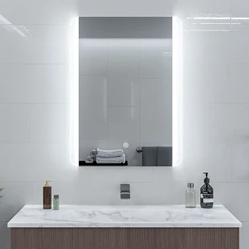 חכם קיר רכוב איפור המראה בחדר האמבטיה מלבן ניתן לעמעום 3-ערפל לגעת אור איפור מלון מראה הבית אביזר GY