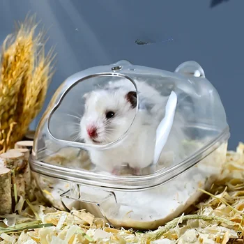 אוגר רחצה שקוף אוגר, עכבר המחמד שירותים הכלוב תיבת אמבט חול חדר צעצוע הבית מחמד קטן אספקת אביזרים